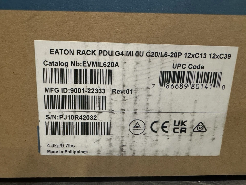 Eaton EVMIL620A Metered Input Rack PDU 100-240V 24 Outlet 16A NEW IN BOX! - Image 3 of 4