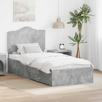 Bettrahmen Mit Kopfteil Beton Grau 75 X 190 Cm Holzwerkstoff