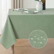 Rectangle Tablecloth Waterproof Linen Textured Table Cloth Stain and Wrinkle