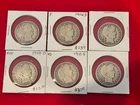 Lot of (6) Silver Barber Half Dollars 1900, 1906 S, 1908 D, 1909 O, 1910 S, 1912