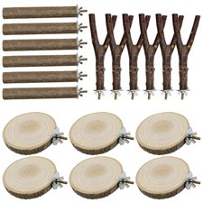 Allazone 3 Style Natural Wood Bird Perches for Parrot, 18 PCS 1