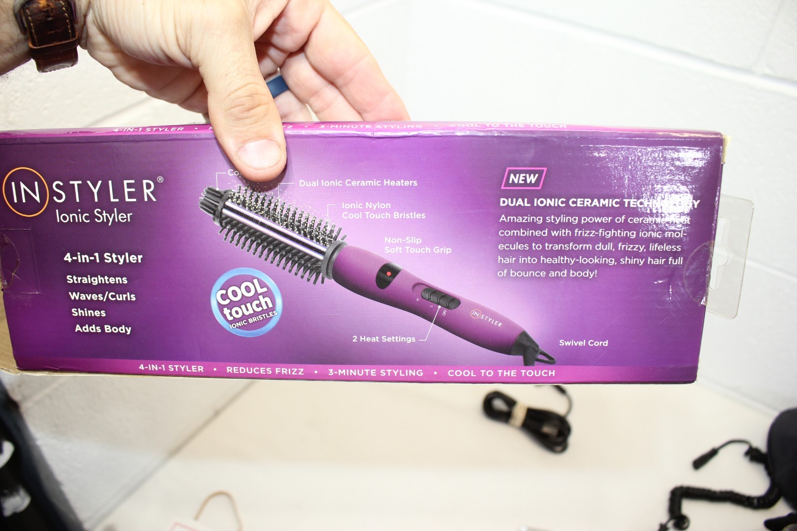 Instyler Hot Round Brush Curling Ionic Styler 30336 Purple, 2 heat settings