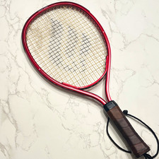 Red Racquetball Racquet 11 in with Brown Grip and Wrist Strap