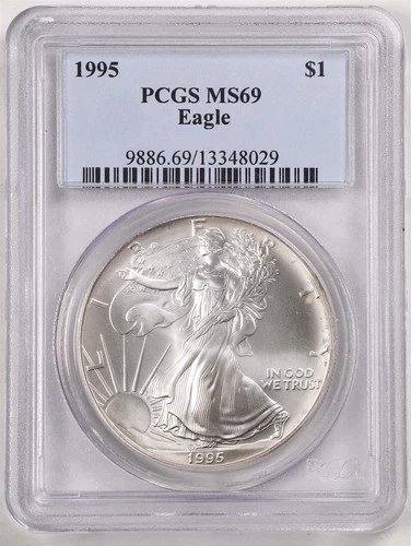 1995 1oz Silver American Eagle MS69 PCGS 13348029