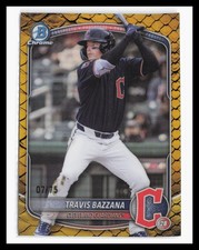2025 Bowman Draft Yellow Reptilian #BDC-49 Travis Bazzana #/75 Guardians RC SP
