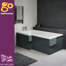 Grey Gloss L Shape Bath Panel Wooden Anthracite High Gloss Bath Cladding 1700