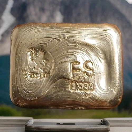 119.2 Grams Of .999 Silver Bullion  Poured Bar With Cooling Lines