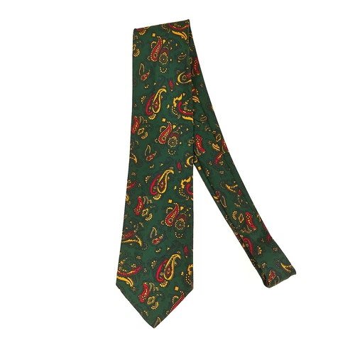 Vintage Brooks Brothers University Silk Tie Forest Green Paisley Italy 3.5 x 55 - product listing photo