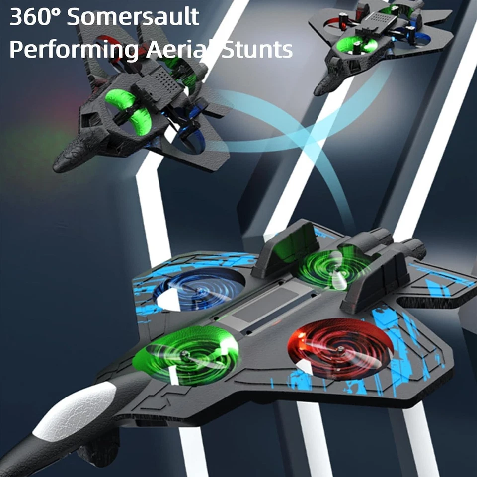 Skyriders Rc Jet, Rc Stunt Fighter Jet Toy for Kids with 360° Flips & LED Lights - Image 4 of 4