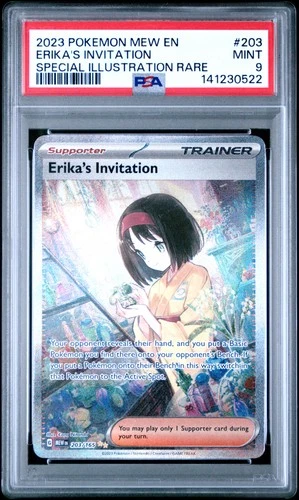 2023 POKEMON MEW EN-151 SPECIAL ILLUSTRATION RARE #203 ERIKA'S INVITATION PSA 9