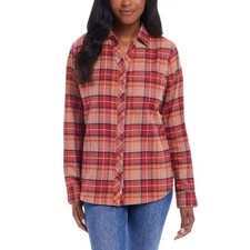 Weatherproof Vintage Orange Plaid Button Down Flannel Shirt  Medium