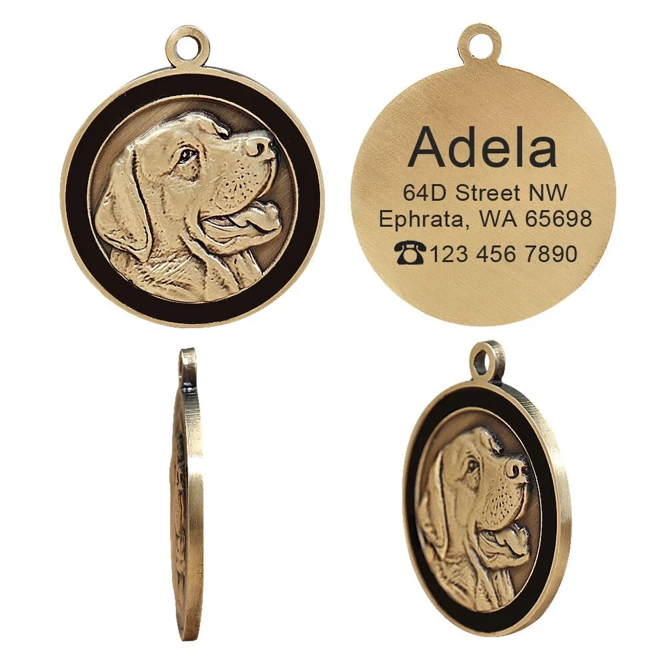 3D PERSONALISED Photo DOG TAG CAT BRASS CUSTOM PET NAME ADDRESS ENGRAVED Paint - Image 4 of 4