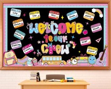 Welcome Back to School Bulletin Board Set Retro Welcome to Our Crew Classroom...