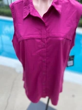 Magellan Semi Fit Sleeveless Wicking Vented Fish Top Womens XXL Pink NEW