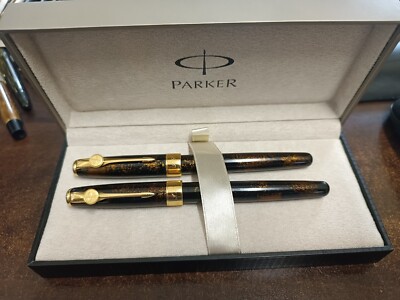 SCARCE CLIP PARKER SONNET CHINESE LAQUE VISION FONCE FOUNTAIN PEN ROLLERBALL SET