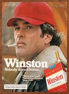 winston cigarette ads 1980s 1980 Winston Cigarettes Vintage Print Ad/Poster Retro Man Cave Bar Art  Décor 80s