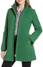 Great Condition Preowned J Crew Italian Wool Lodge Coat in green. Size 0P. $398