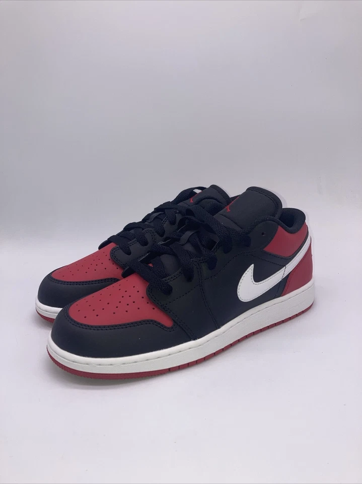 Nike Air Jordan 1 Puntera Baja Criada Negro/Rojo Gimnasio/Blanco 553560-066 GS Tallas 4Y-7Y Foto 2 de 4