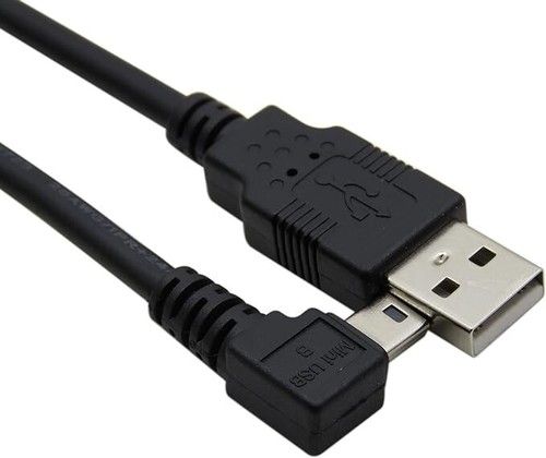 Right Angle Mini USB Cable Fast Data Sync Lead Charger Camera PC 2 Metre Black - Picture 2 of 10