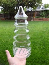 Vintage Glass Lidded Christmas Tree Shape Candy Container Jar 12.5"