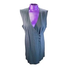Gap vintage grey vneck sleeveless business wear rayon wrap mini dress 12