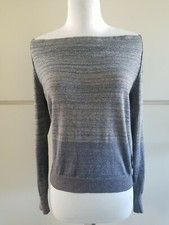 DKNY Jeans Women's Heather Grey /Gold Metallic Long Sleeve, Sweater Size PM, EUC