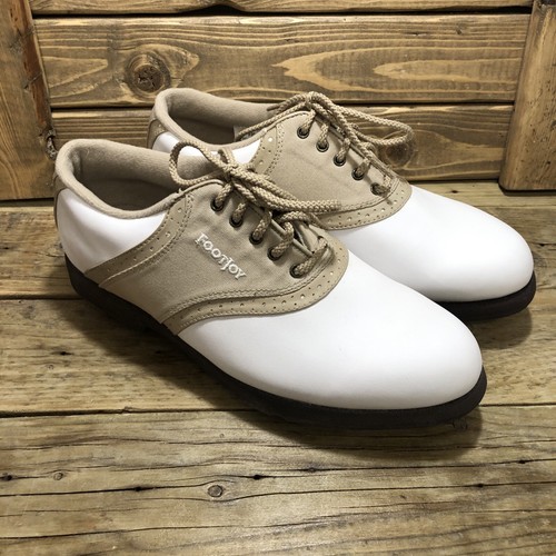 FootJoy GreenJoys Women's Golf Shoes with Soft Spikes White & Tan 48746 Size 7 M