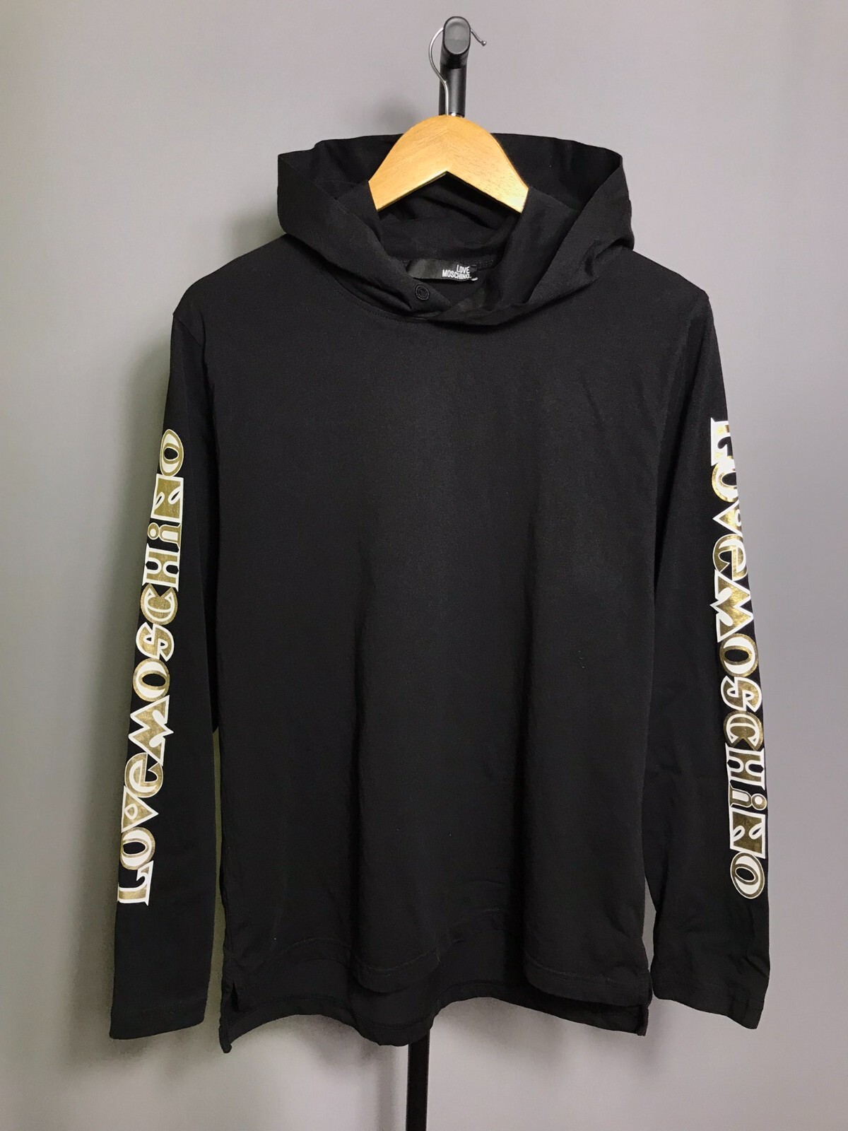 moschino cn1110413 mens t-shirt long sleeve hoodie black gold Sz M