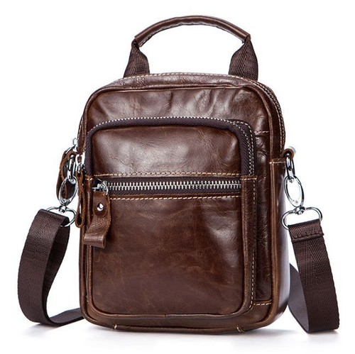 Men's Genuine Cow Leather Shoulder Bag Waist Bag Purse On Belt New Vintage XS - Bild 1 von 6