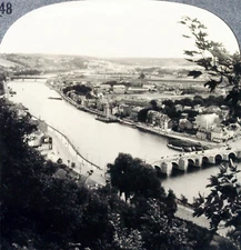 Keystone Stereoview the River Meuse, Namur, Belgium from 1930’s T600 Set #T348 B