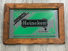Vintage Imported Heineken Holland Beer Mirror Glass Sign 19" x 13" Man Cave Bar