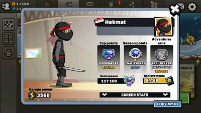 Hill Climb 2 account for sell with 1.7 million gold and over 3000 diamonds