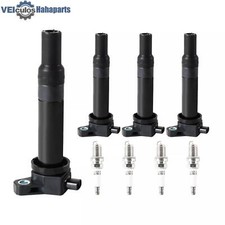 4x Ignition Coils  Iridium Spark Plug For Hyundai 2006-2011 Accent L4 1.6L DOHC