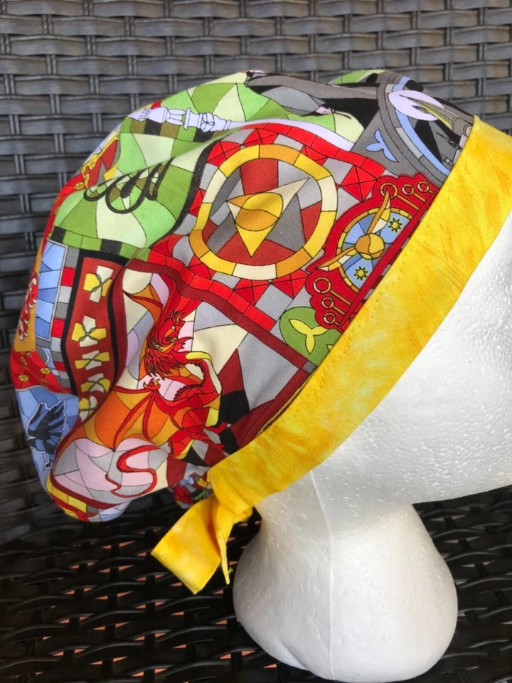 Large slouchy Mardi Gras Easter Nurses Scrub cap hat 100% Cotton 🇺🇸 USA made  - Image 4 of 4