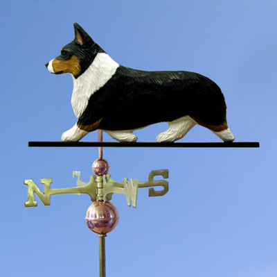 Walisisch Corgi Pembroke Handgeschnitzt Handbemalt Linde Hund Wetterfahne Tri