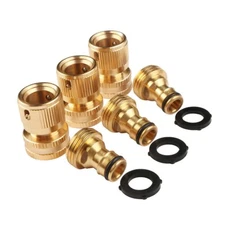 U.S. Solid 3pcs Brass 3/4" Garden Hose Quick Connector W/ Spring Loaded Connect
