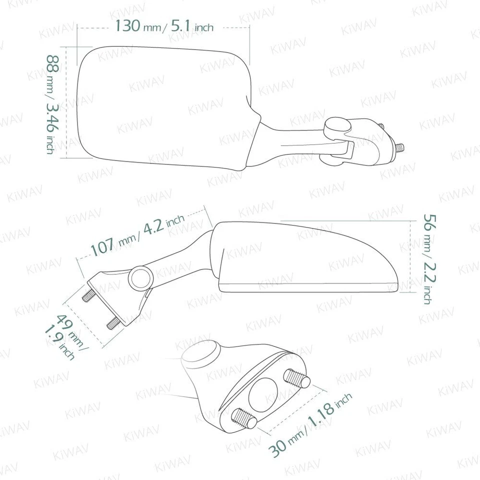 PAR DE ESPEJOS RETROVISORES DE REPUESTO PAGADOS DE SERVICIO ESTADOUNIDENSE PARA Suzuki TL1000S 1997-2001 Foto 2 de 4