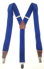  75 Club Room Men'S Blue Elastic Stretch Braces Clip-End Adjustable Suspenders