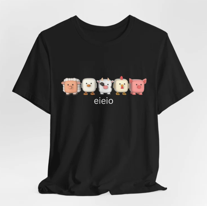 New T-Shirt  Unisex Cute Baby Farm Animals EIEIO T-Shirt Old MacDonald Had A Far