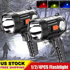 2/4Pack Solar/USB Super Bright Rechargeable LED Spotlight Flashlight Searchlight