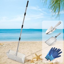 Sand Flea Rake Stainless Steel Sand Sifter Shark Tooth Sifter Wide Drain Screen