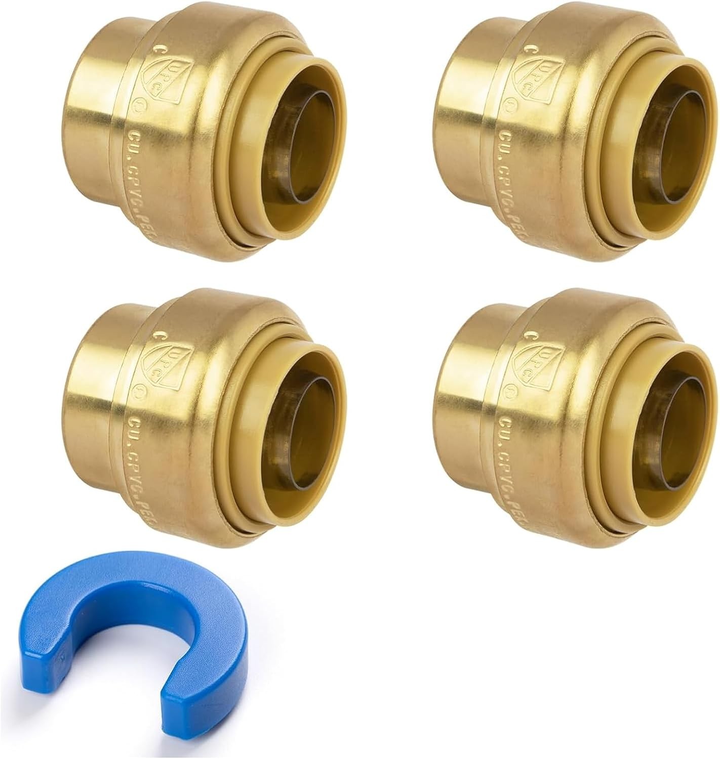 1/2" Push Fit End Cap Brass Plumbing Fitting for Copper PEX CPVC 4-Pack