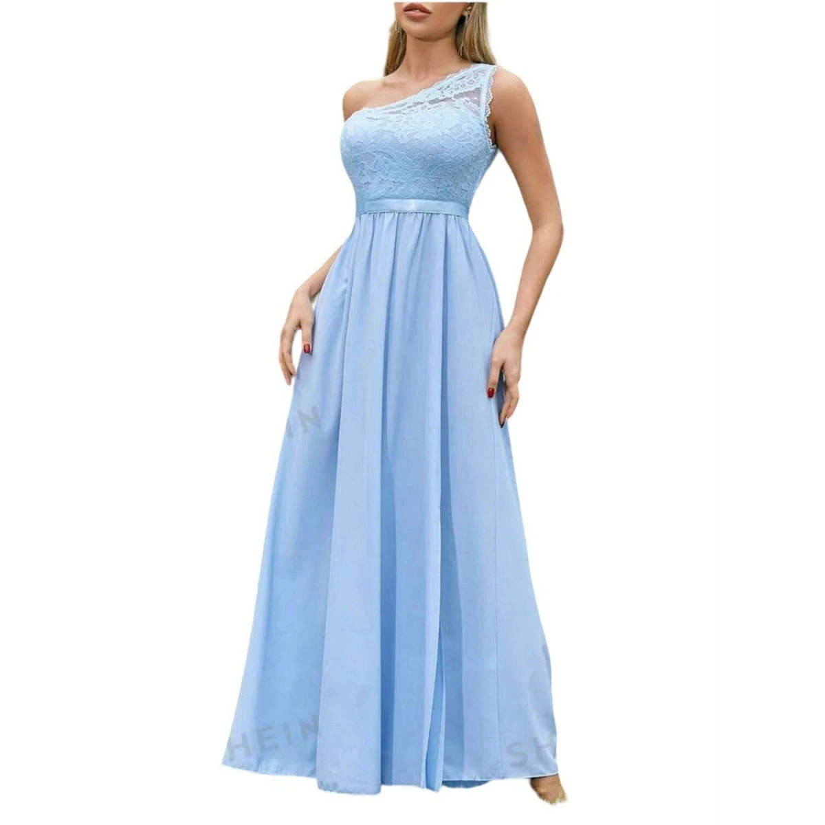 light blue bridesmaid dresses ebay Light Blue Chiffon A-line Off-the-Shoulder Floor Length Bridesmaid Dresses,  MBD179