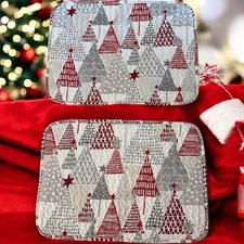 Levtex Home White Red Gray Christmas Trees Quilted Standard Pillow Sham Set 