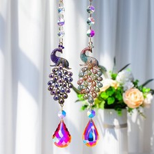 Crystal SunCatcher Peacock Prism Wind Chime Window Hanging Garden Decor