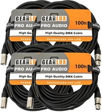 Gearlux 100-Foot 3-Pin Male-to-Female DMX Cable - 4 Pack