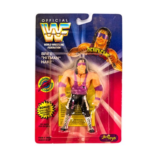 JusToys WWF Bend-Ems Bret Hitman Hart VG+/Mint...