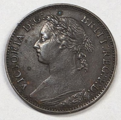 Broken F ERROR 1882-H 1 Farthing XF Great Britain Queen Victoria UK