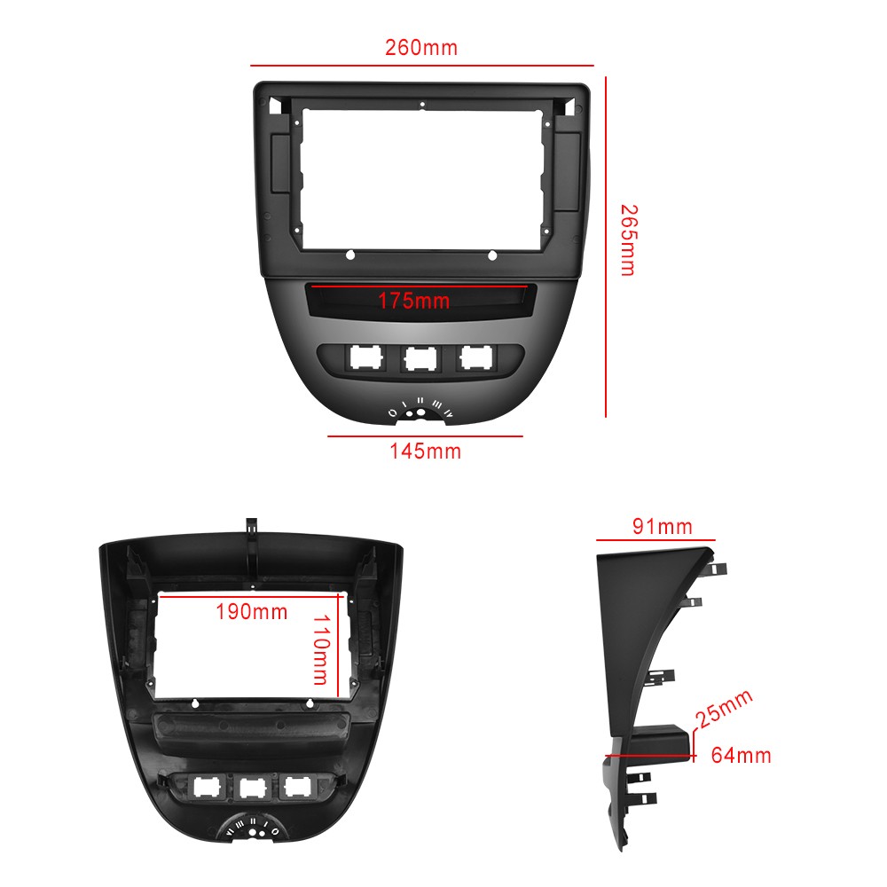 KAOLALI Double Din Car Stereo Facia Radio Adapter Compatible for Toyota Aygo Citroen C1 Peugeot 107 2005
