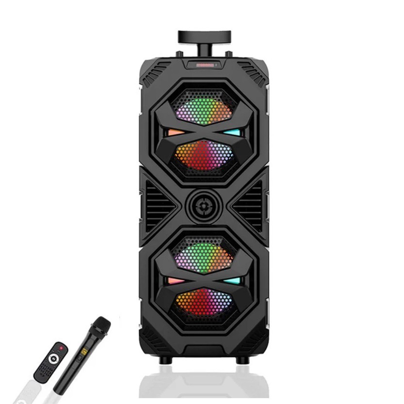 CASSA BLUETOOTH 7" PORTATILE TROLLEY RICARICABILE MICROFONO WIRELESS LED WR-61